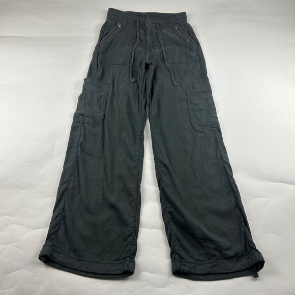 American Eagle Outfitters Pants - American Eagle Charcoal Linen Blend Relaxed Leg Cargo Pant 0R